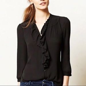 HD in Paris Anthropologie navy blue blouse size 6